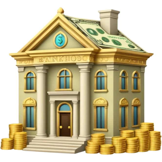 a bankhouse with money emoji