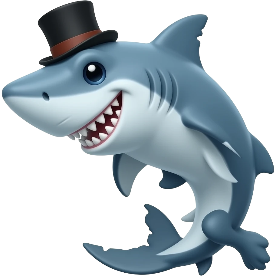 Shark with a top hat emoji