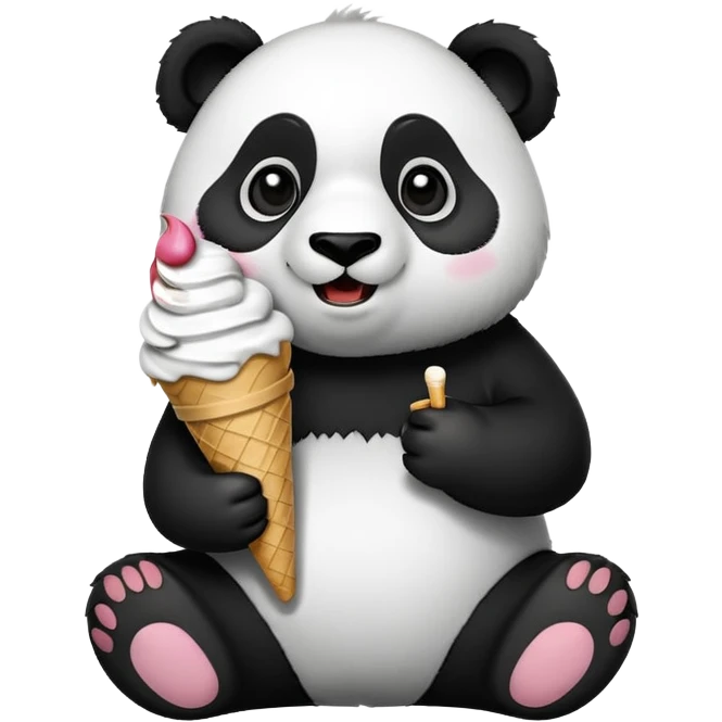 Panda eating ice cream emoji