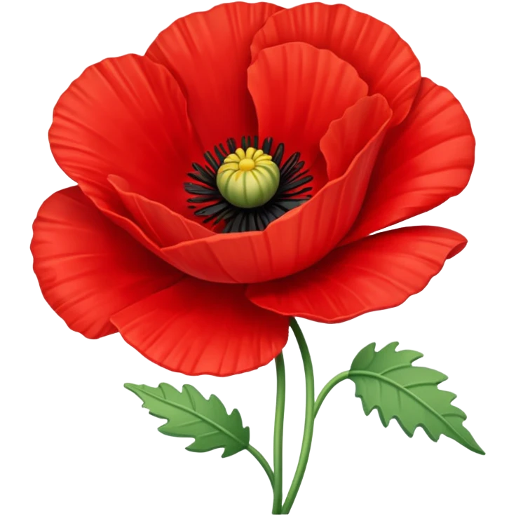 red poppy flower, bold lines, stylized, apple emoji style, iOS 18 emoji