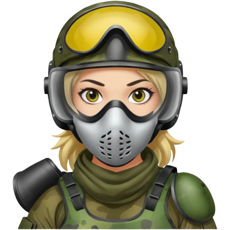 paintball player face girl emoji