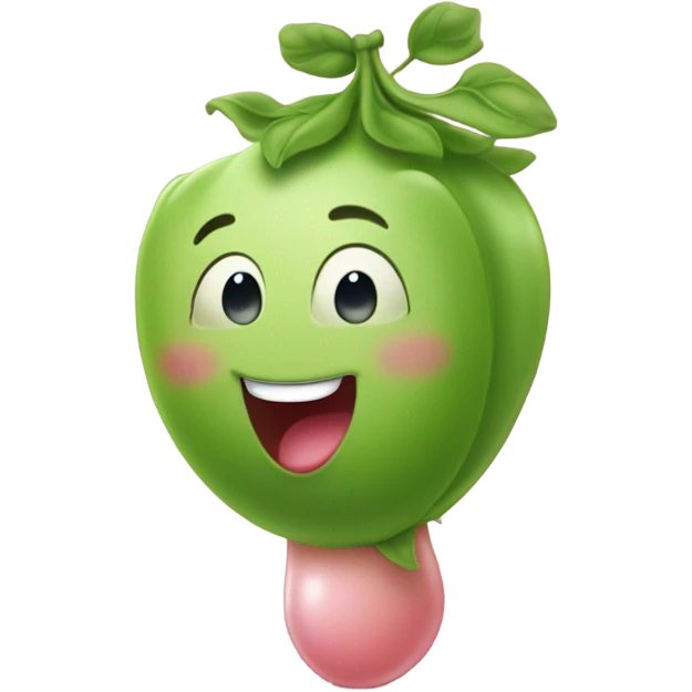 A pea singing with cute blush cheeks  emoji