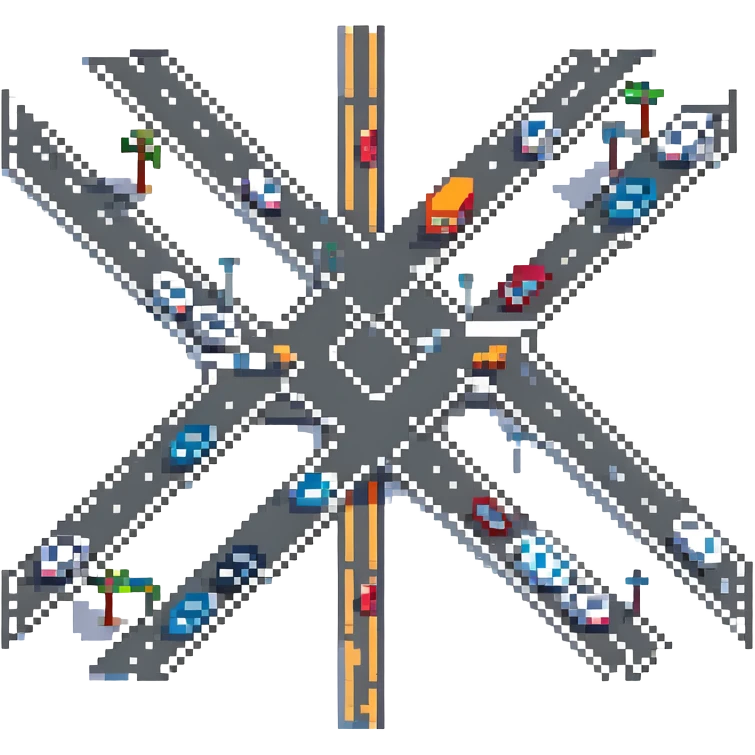 busy intersection with traffic emoji