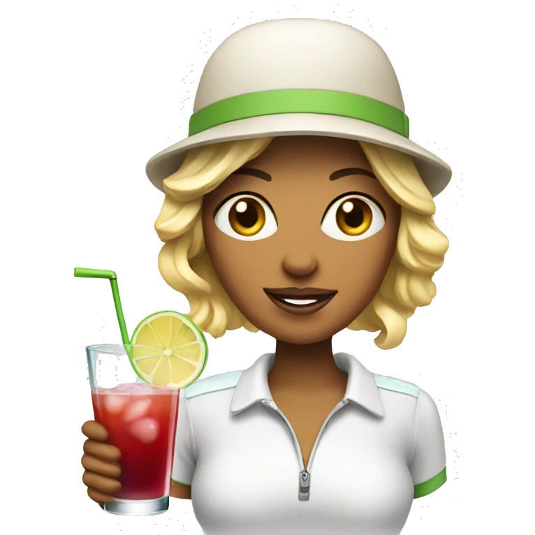 Female golfer with cocktail emoji