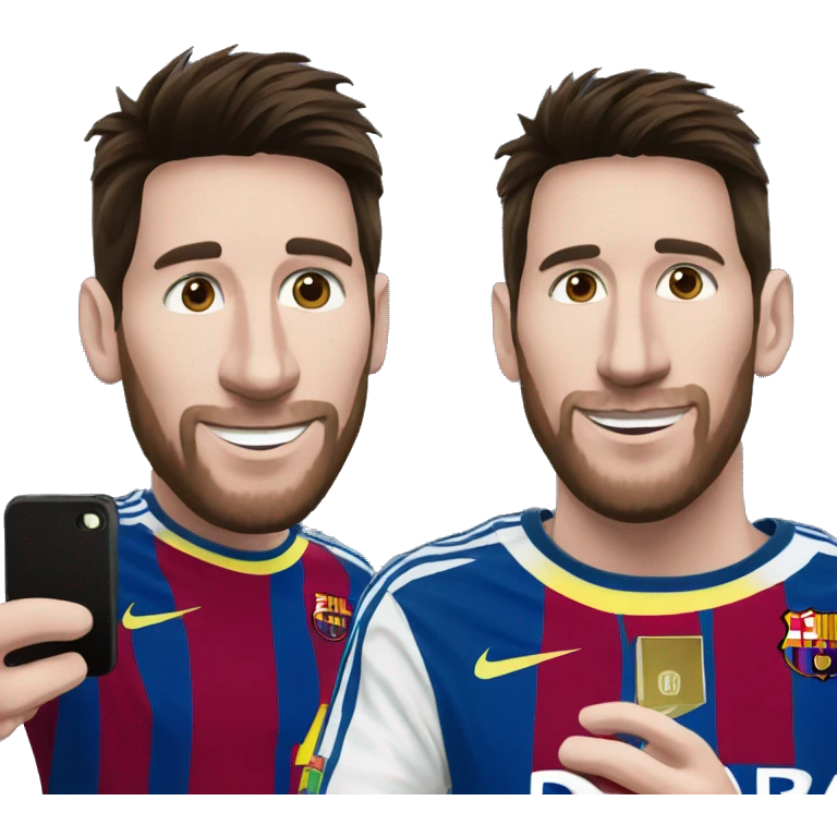 Messi taking a selfie with an iPhone emoji