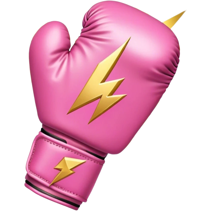 pink boxing glove with golden lightning bolts, female symbol ♀ on the backhand, sparkling stardust particles in the background emoji