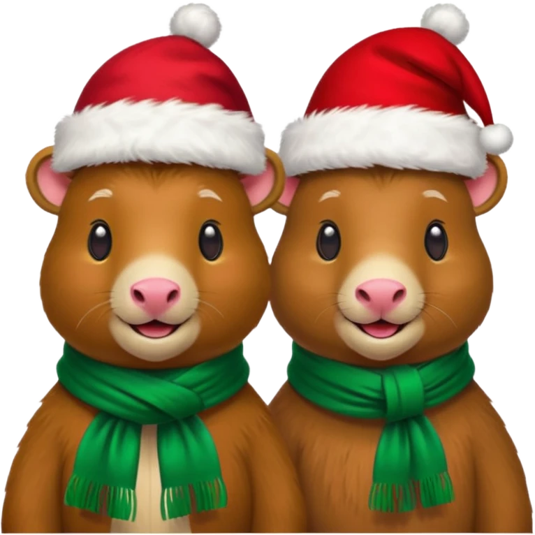  capybaras with christmas atire  emoji