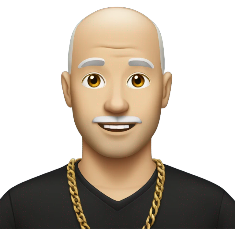White blonde bald male in black shirt with blonde beard and gold necklace emoji