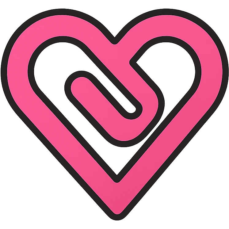 heart-shaped paper clip, minimal, modern icon style emoji