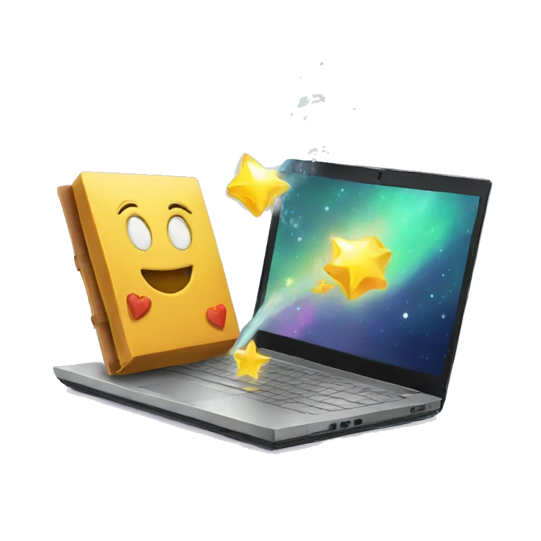 laptop and magic emoji