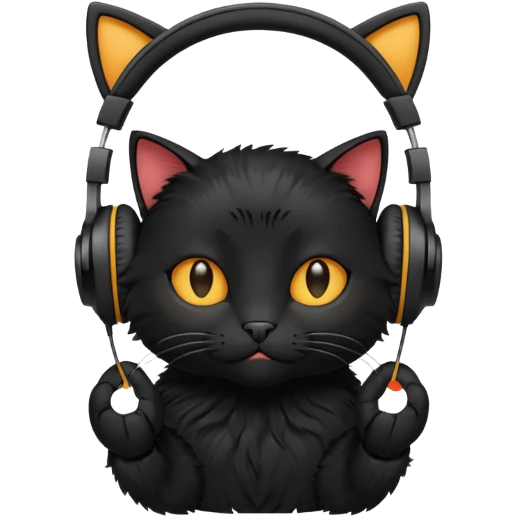 black cat in headphones emoji