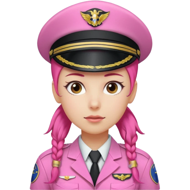Commander Bloom – pink ponytail pilot in white uniform emoji