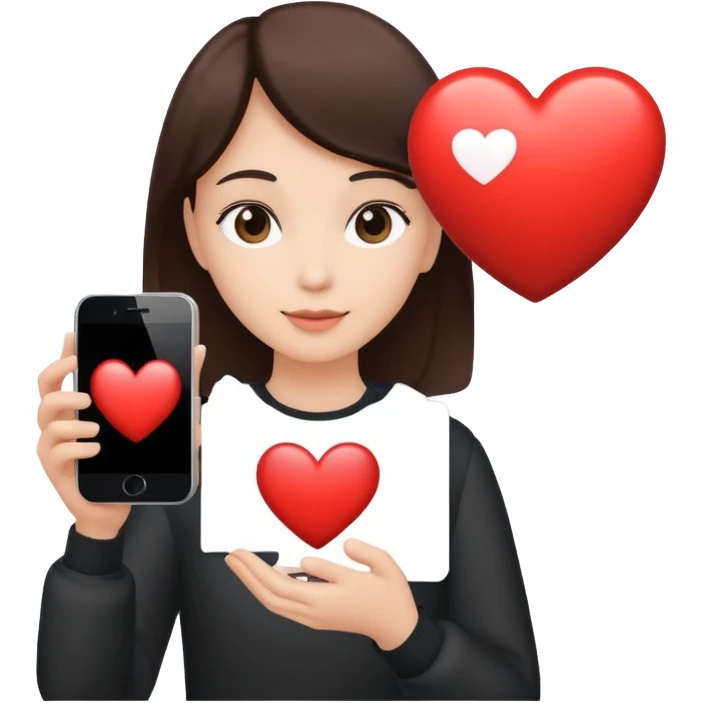 fan holding phone with heart, famous idol silhouette on screen emoji