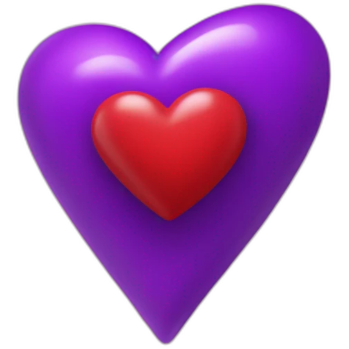 Forme Cœur rouge dans un cœur violet de physique   emoji
