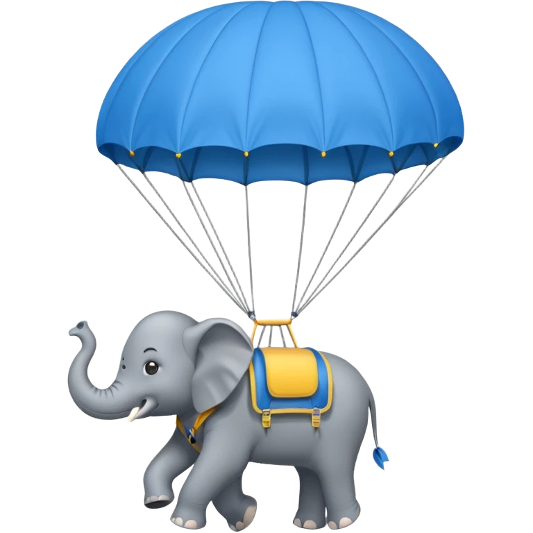 elephant riding blue parachute emoji