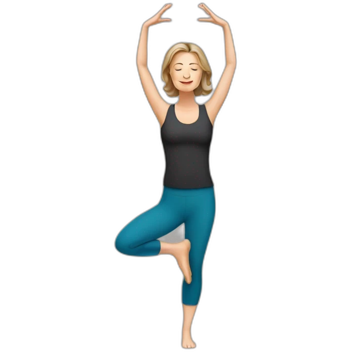 50 year old white woman doing yoga brunette emoji