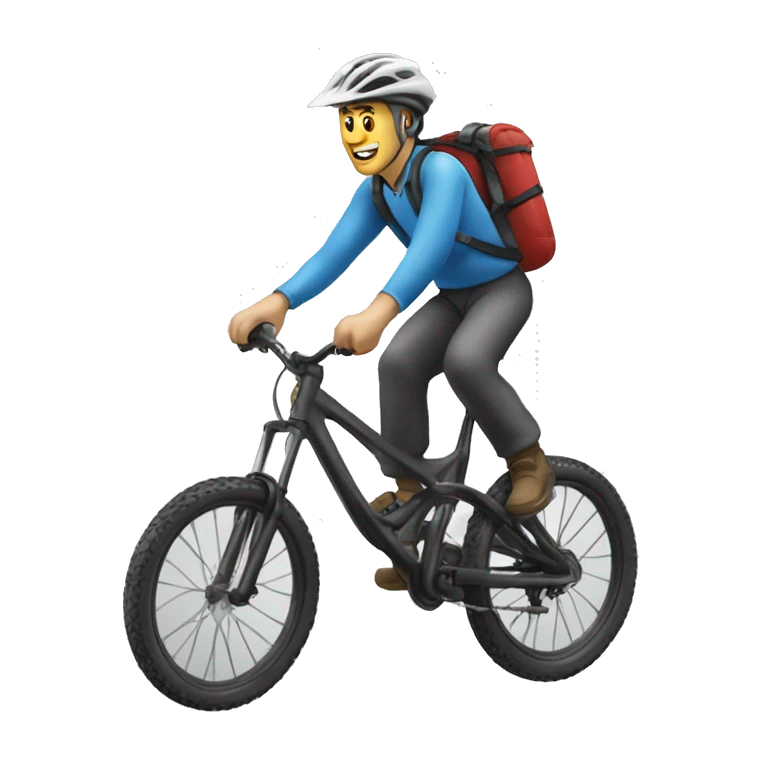 Un homme qui porte son VTT DH emoji