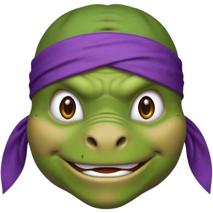 Donatello from Teenage Mutant Ninja Turtles, emoji style, head only, with a bandana emoji