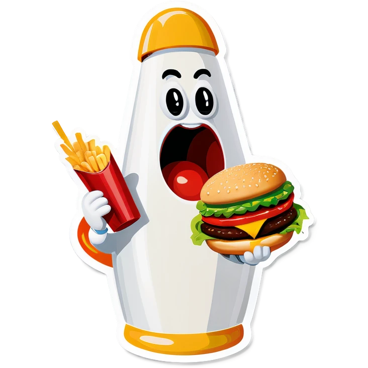 Bowling pin eating a cheeseburger  emoji