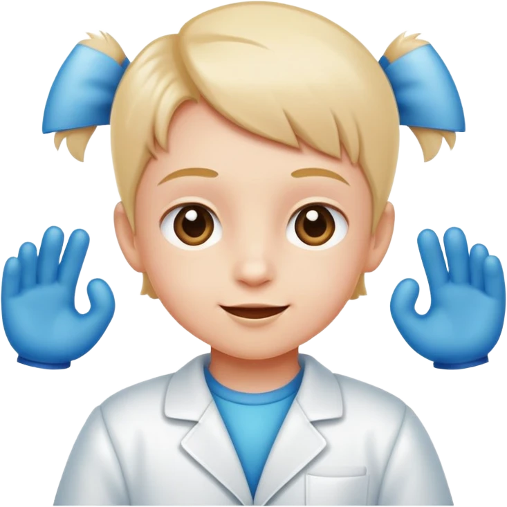 child standing proudly in a clean room, cheerful and organized emoji