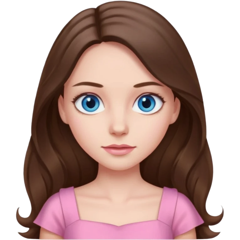 Spring pink goddess long brunette hair blue eyes emoji
