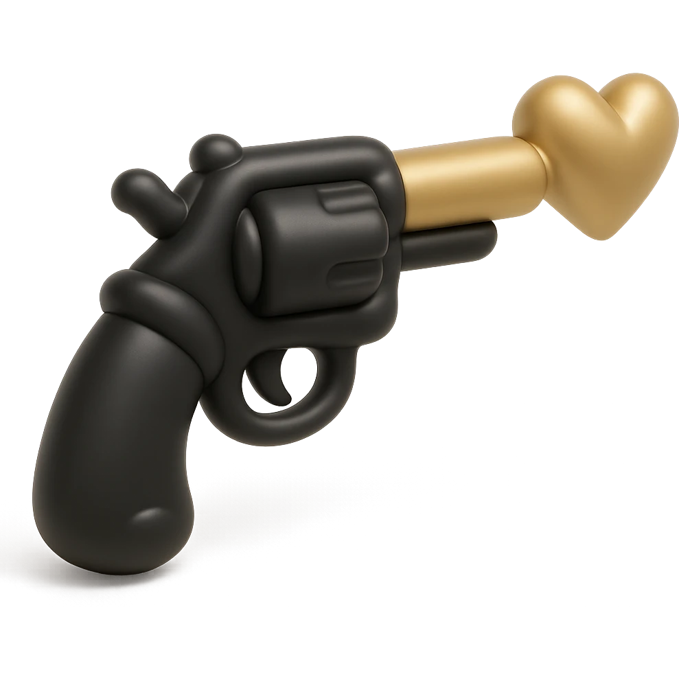 balloon style inflated shiny love gun with heart-shaped barrel emoji