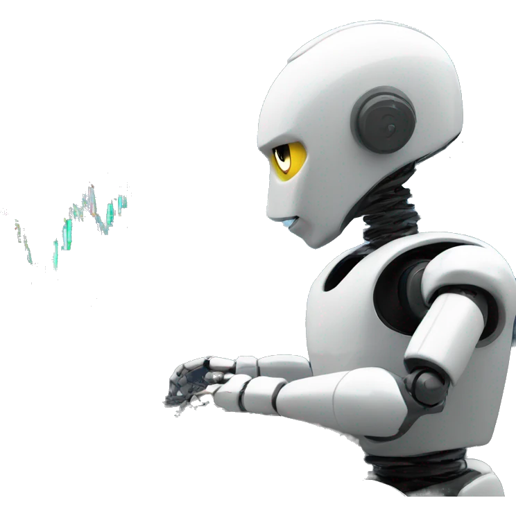 robot infront of computer trading stocks emoji