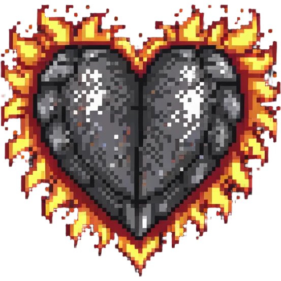 Passionate heart with flames and sparkles emoji