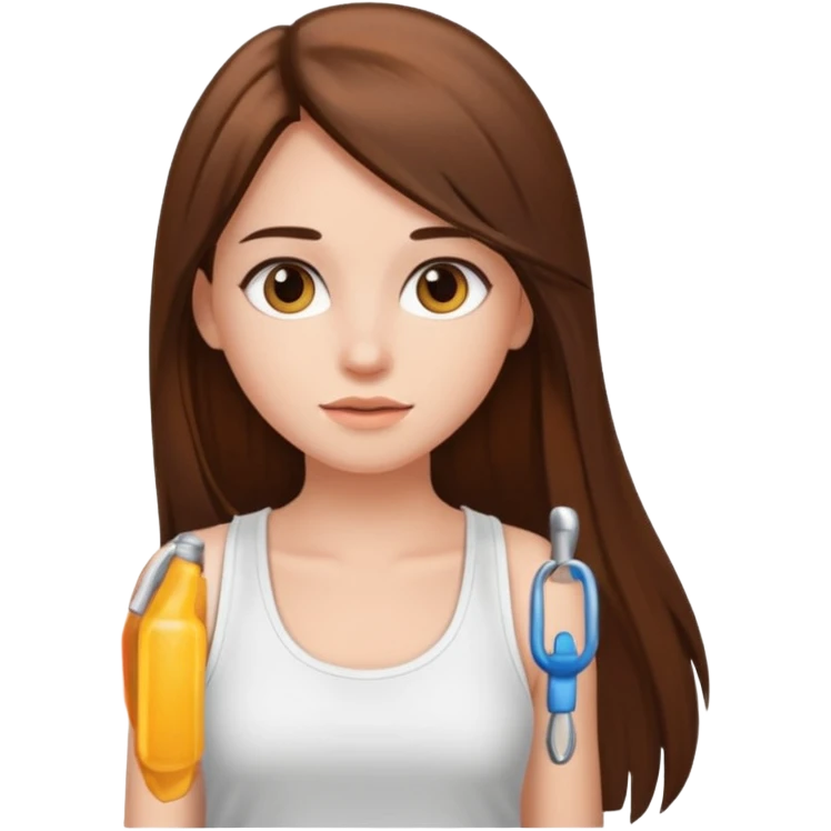 a pretty bratz fair girl with long straight hair with a white tank top emoji