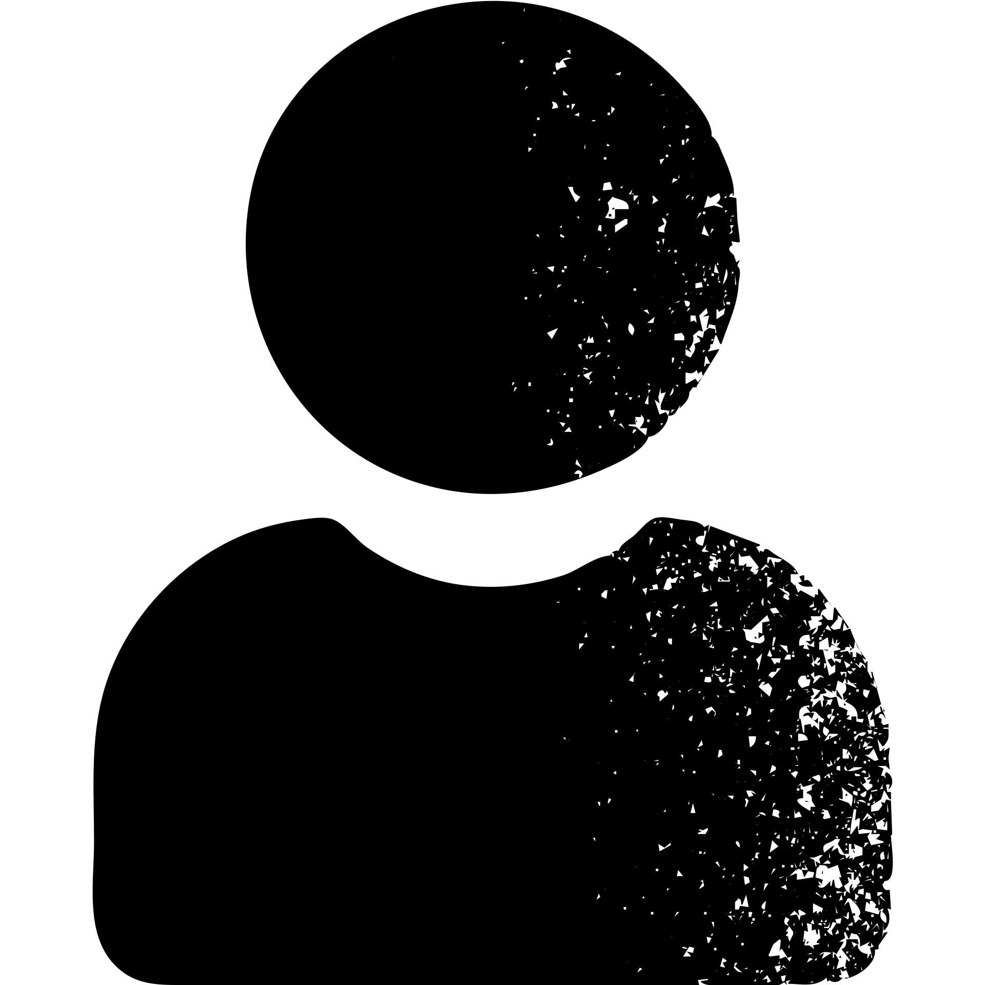 minimalist solid icon representing Player for DnD TTRPGs with worn and distressed effect emoji