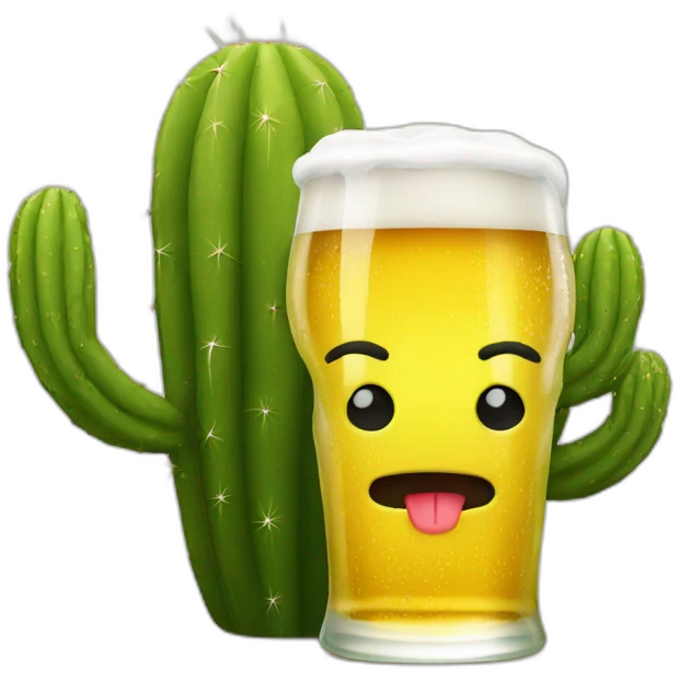 Cactus drinking beer emoji