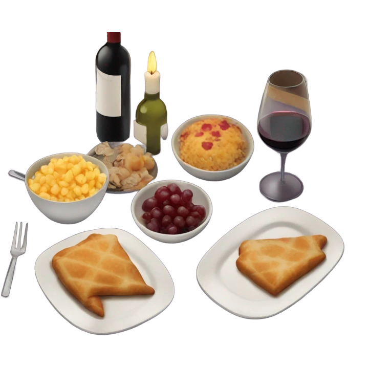 Cozy dinner for two while watching a movie emoji