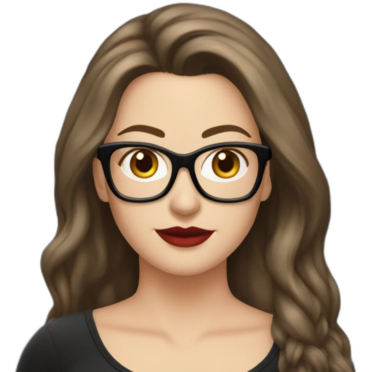 Sexy-Caucasian-Mum-woman-goth-long-brown-hair-standing-wearing-glasses-plus-size-40s emoji
