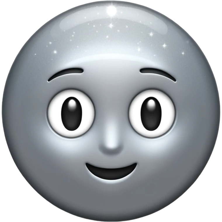 Silver chrome sparkle emoji, iOS emoji style, minimal shape, glossy metallic shine, clean background, smooth lighting emoji