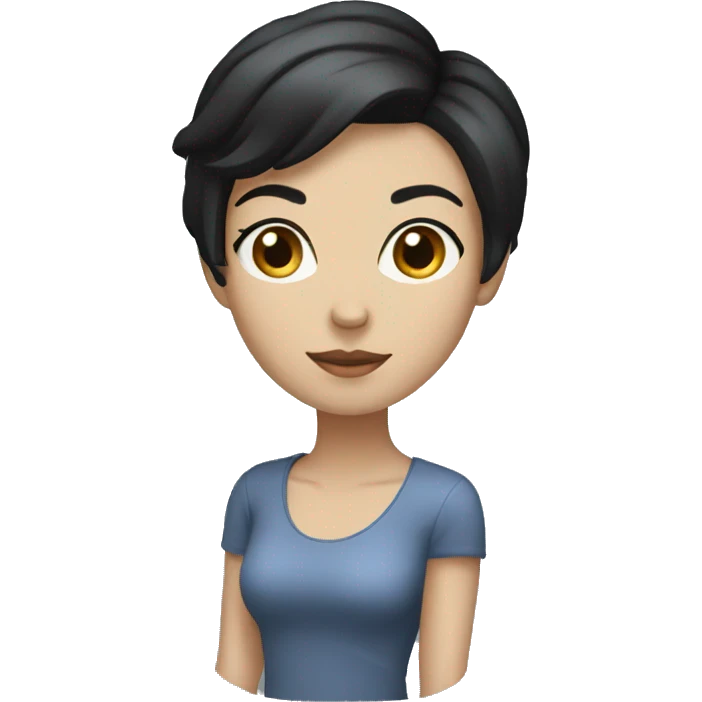 woman with short black hair and blue eyes full body emoji