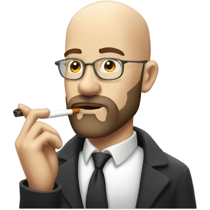 Bald bearded white man smoking cigarette  emoji