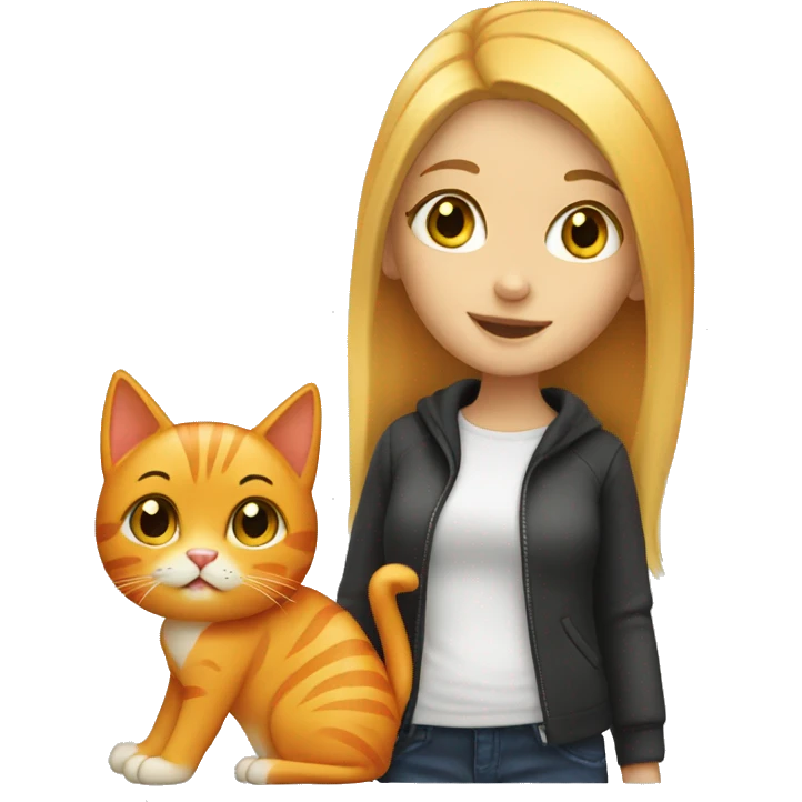 blonde girl with orange cat emoji
