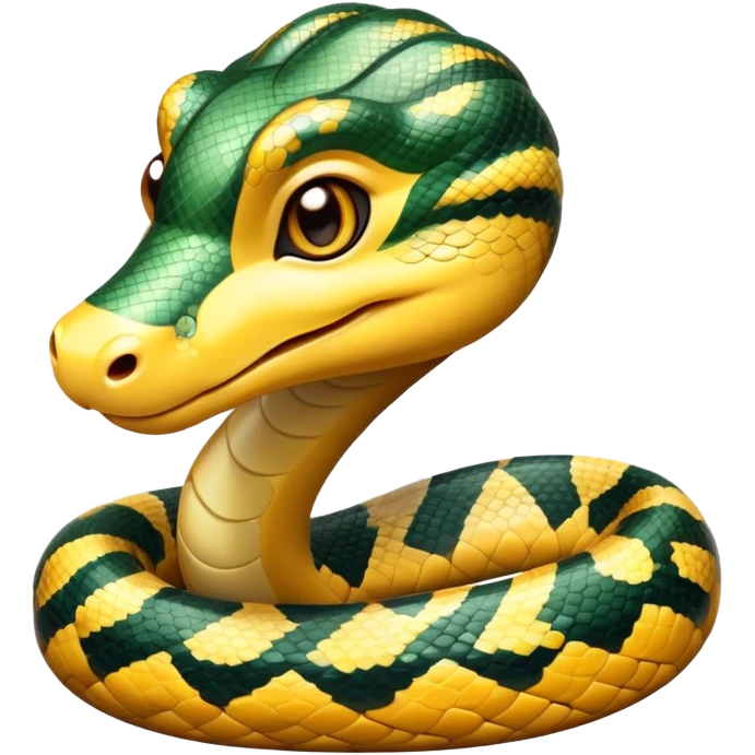 cinematic-cute-anaconda-portrait-emoji,-head-tilted-playfully-and-inquisitively,-with-a-sleek,-shimmering-body-adorned-with-detailed-scale-sriped patterns-and-round,-sparkling-eyes-full-of-wonder,-simplified-yet-irresistibly-adorable-features emoji