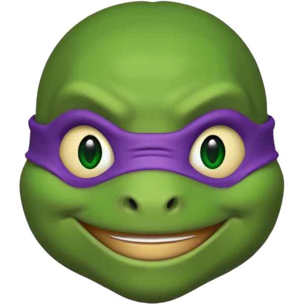 Donatello from Teenage Mutant Ninja Turtles, emoji style, head only, cute minimalistic style, smiling emoji