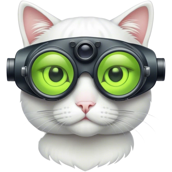 white cat with nigthvision googles emoji