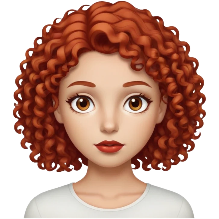 a tattooed girl with light brown eyes, curly dark red hair and thin eyebrows and thick lips emoji