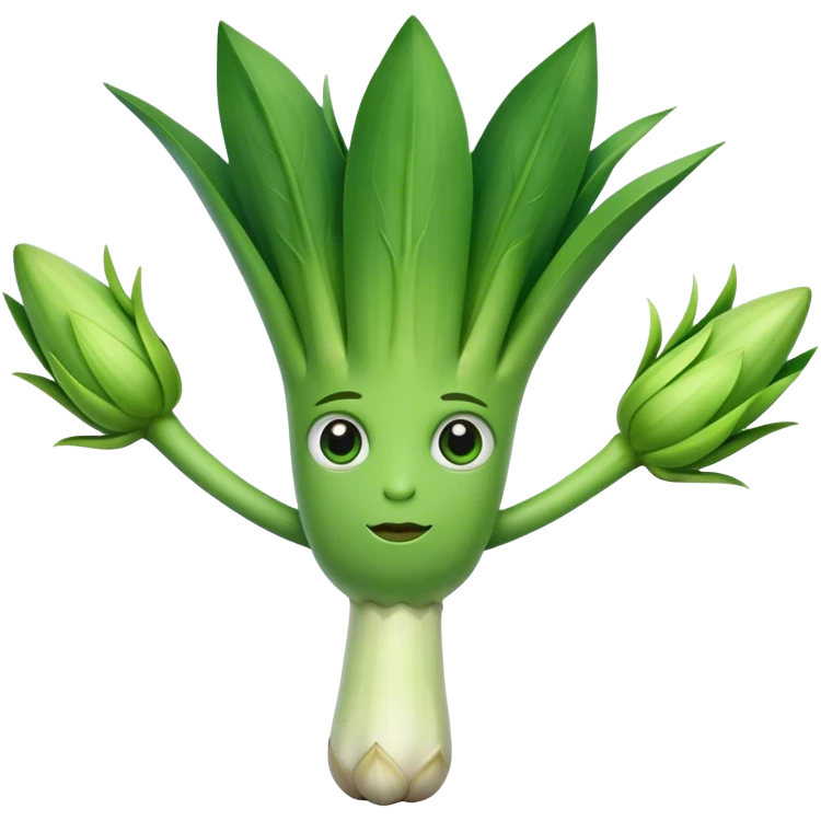 a leek with arms and eyes emoji
