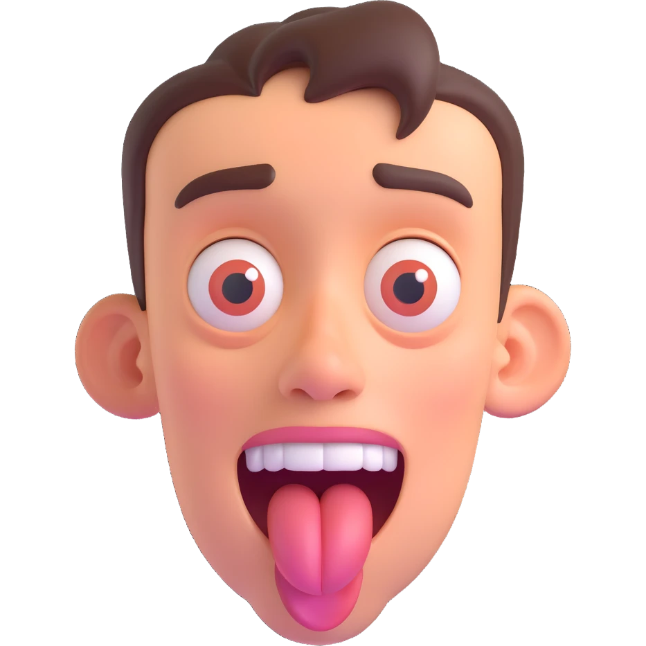 discord role icon for a psychiatric clinic, extremely funny patient character with exaggerated goofy features, silly expression, maybe crossed eyes or tongue out, cartoonish and playful, 3D style, color #6fe8f3 emoji