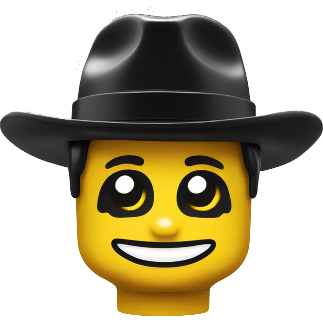 Lego smiling face with black hat emoji