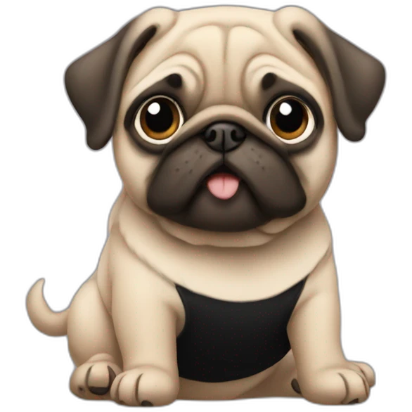 pug wearing a black t-shirt emoji