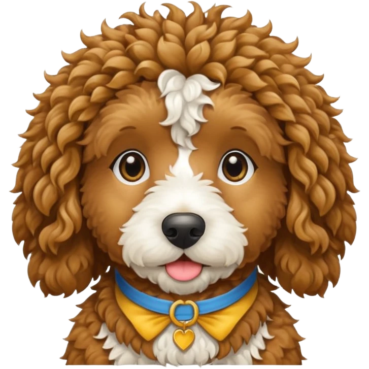 Medium sized golden doodle with multipoo emoji