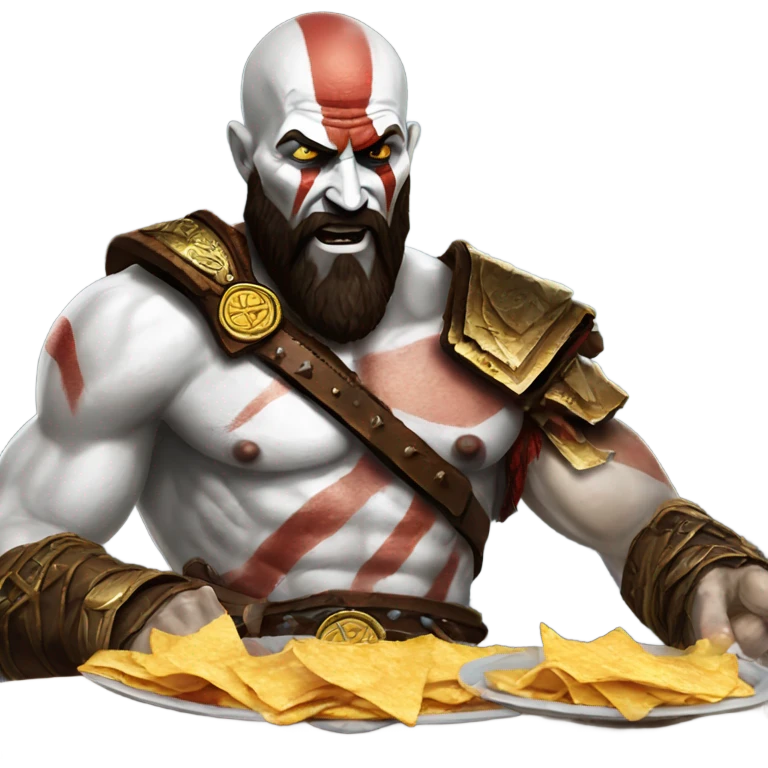 Kratos from god of war eating nachos emoji