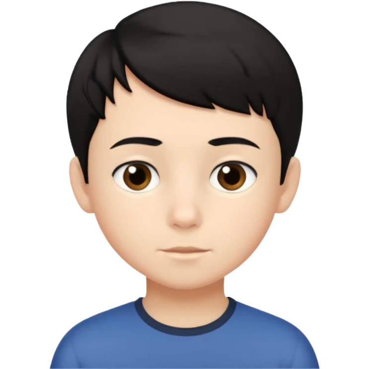 An Emoji of boy age in 10 with short black hair, who can be described by three words: perfectionist, air, ocean emoji