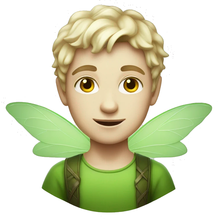 Boy Green Fairy, white skin, emoji