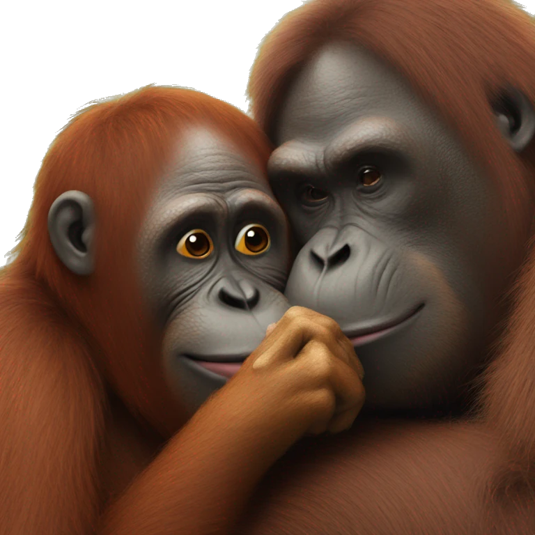 Big Orangutan kissing small monkey emoji